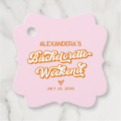 Rosa und orangefarbene Bachelorette Geschenkanhänger (Vorderseite)