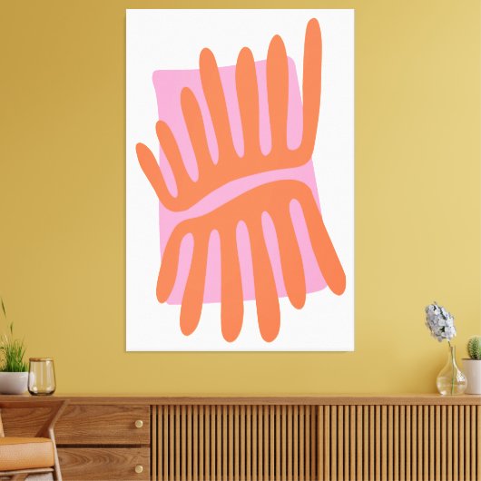 Rosa und orangefarbene Blätter Matisse Inspiriert Leinwanddruck (Insitu (Wohnzimmer))