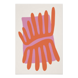 Rosa und orangefarbene Blätter Matisse Inspiriert  Poster