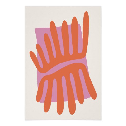 Rosa und orangefarbene Blätter Matisse Inspiriert  Poster (Vorderseite)