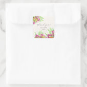 Rosa und orangefarbene Blume Aquarellmalerei Quadratischer Aufkleber (Tasche)