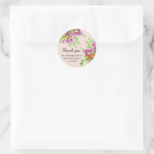 Rosa und orangefarbene Blume Aquarellmalerei Runder Aufkleber