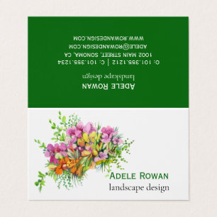 Rosa und orangefarbene Blume Aquarellmalerei Visitenkarten