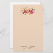 Rosa und orangefarbene Blume Bouquet auf Peach Hin Briefpapier (Vorne/Hinten)