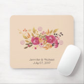 Rosa und orangefarbene Blume Bouquet auf Peach Hin Mousepad (Mit Mouse)