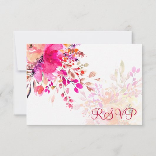 Rosa und orangefarbene Blume Elegante Hochzeit RSVP Karte (Rückseite)