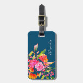 Rosa und orangefarbene Blume Gepäckanhänger (Vorderseite vertikal)