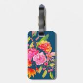 Rosa und orangefarbene Blume Gepäckanhänger (Rückseite vertikal)