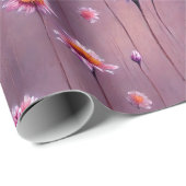 Rosa und orangefarbene Blume Geschenkpapier (Rolleneckpunkt)