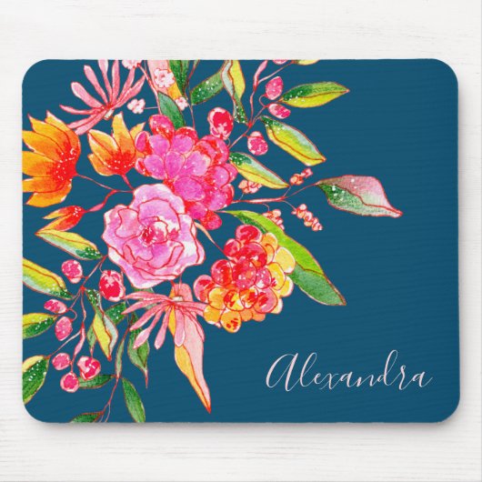 Rosa und orangefarbene Blume Mousepad (Vorne)