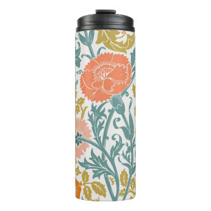 Rosa und orangefarbene Blume, Vintage Grafik Thermosbecher