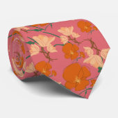 rosa und orangefarbene Blumen Krawatte (Gerollt)