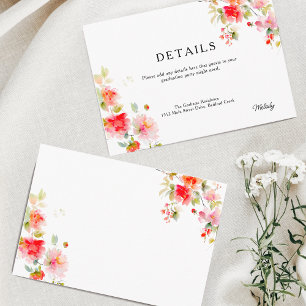 Rosa und orangefarbene Blumendetails Abschlussfeie Begleitkarte