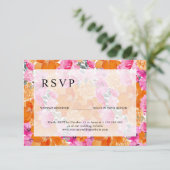 Rosa und orangefarbene Blumensitze zu Ehren reserv RSVP Karte (Stehend Vorderseite)