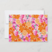 Rosa und orangefarbene Blumensitze zu Ehren reserv RSVP Karte (Rückseite)