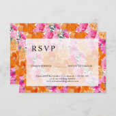 Rosa und orangefarbene Blumensitze zu Ehren reserv RSVP Karte (Vorne/Hinten)