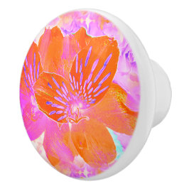 Rosa und orangefarbene Blüten Keramikknauf