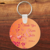 Rosa und orangefarbene Blüten mit Schmetterlingen Schlüsselanhänger (Vorderseite)