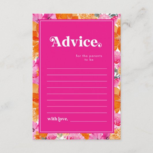 Rosa und orangefarbene Blütendusche Eltern Hinweiskarte (Vorderseite)