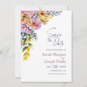 Rosa und orangefarbene Blütenhochzeit Sichern Sie  Einladung (Vorderseite)