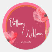 Rosa und orangefarbene Blütenpracht Runder Aufkleber (Vorderseite)