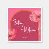 Rosa und orangefarbene Blütenpracht Serviette (Vorderseite)