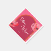 Rosa und orangefarbene Blütenpracht Serviette (Ecke)