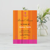 Rosa und orangefarbene Brautdusche Einladung (Stehend Vorderseite)