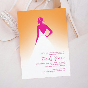Rosa und orangefarbene Couture Hochzeitskleid Brau Einladung