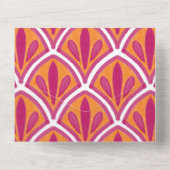 Rosa und orangefarbene Fan-Hochzeit All In One Einladung (Rückseite)