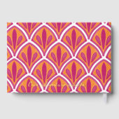 Rosa und orangefarbene Fan-Hochzeit Gästebuch (Rückseite)