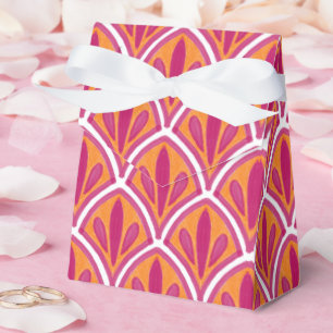 Rosa und orangefarbene Fan-Hochzeit Geschenkschachtel