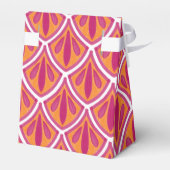 Rosa und orangefarbene Fan-Hochzeit Geschenkschachtel (Rückseite)