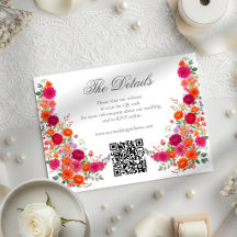 Rosa und orangefarbene florale Hochzeitswebsite QR