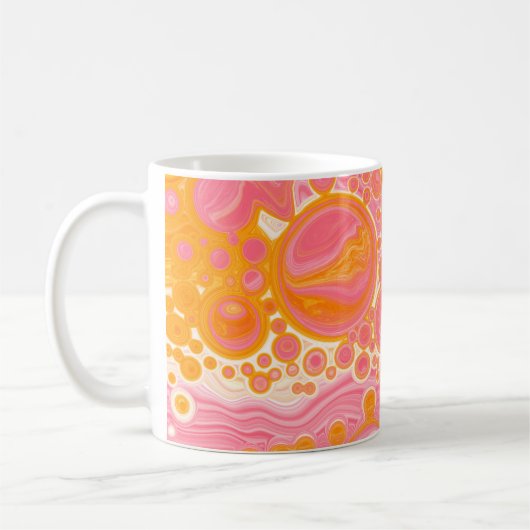 Rosa und orangefarbene Flüssigkeiten Kunst Kaffeetasse (Links)