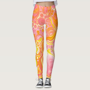 Rosa und orangefarbene Flüssigkeiten Kunst Leggings