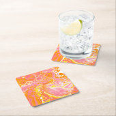 Rosa und orangefarbene Flüssigkeiten Kunst Rechteckiger Pappuntersetzer (Vor Ort)