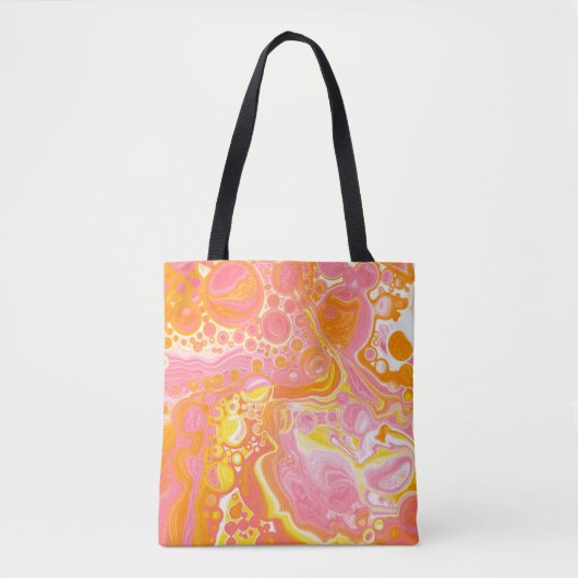 Rosa und orangefarbene Flüssigkeiten Kunst Tasche (Vorderseite)