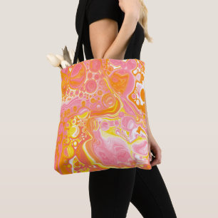 Rosa und orangefarbene Flüssigkeiten Kunst Tasche
