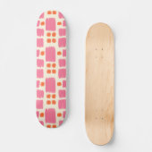 Rosa und orangefarbene Formen auf einer Creme Skateboard (Vorderseite)