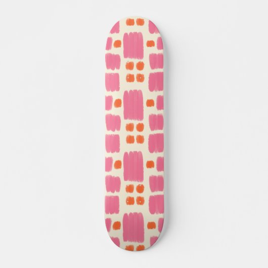 Rosa und orangefarbene Formen auf einer Creme Skateboard (Vorne)