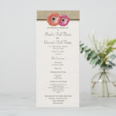Rosa und orangefarbene Gerbera-Daisy-Hochzeitsprog Programm (Stehend Vorderseite)