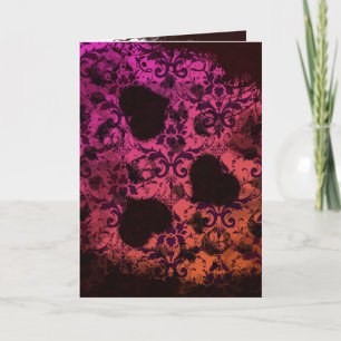 Rosa und orangefarbene Grunge Damaskus Valentine Feiertagskarte