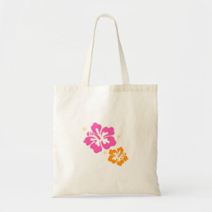 Rosa und orangefarbene Hibiskus Blume Tasche