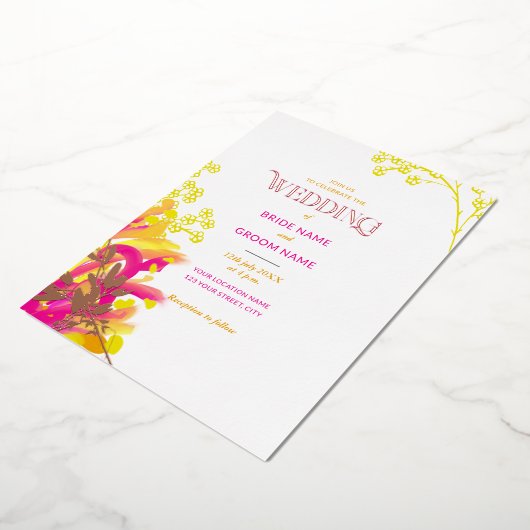 Rosa- und Orangefarbene Hochzeit Folieneinladung (Gedreht)