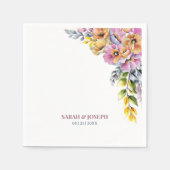 Rosa und orangefarbene Hochzeit Serviette (Vorderseite)