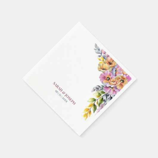 Rosa und orangefarbene Hochzeit Serviette (Ecke)