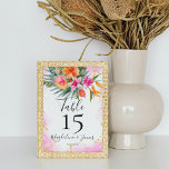 Rosa und orangefarbene Hochzeit tropischer Flora Tischnummer<br><div class="desc">Das tropische Hochzeitsdesign eignet sich ideal für Paare, die eine Sommer-, Strand- oder tropische Hochzeit in Urlaubsort planen. Die hübschen und lebendigen Karten mit ihren tropischen Blume in Rosa und Orange erinnern an ein wunderschönes Inselparadies. Die Karte ist mit Imitaten goldenen Glitzer-Elemente akzentuiert, die eine Touch von Glamour und Eleganz...</div>