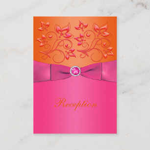 Rosa und orangefarbene Hochzeitskarte Begleitkarte