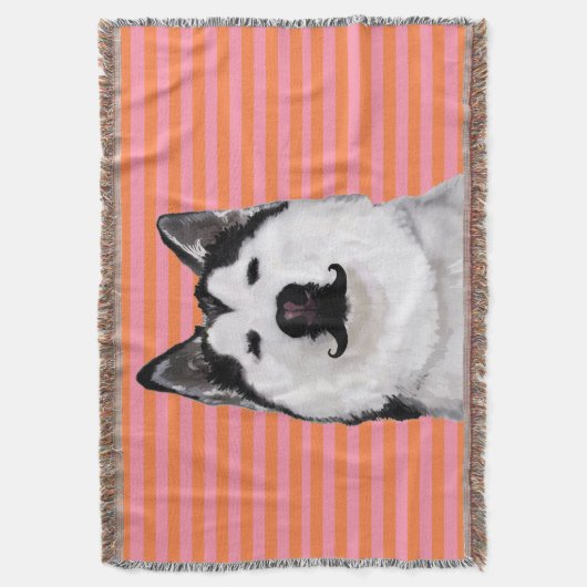 Rosa und orangefarbene Husky-Keule Decke (Vorderseite Vertikal)